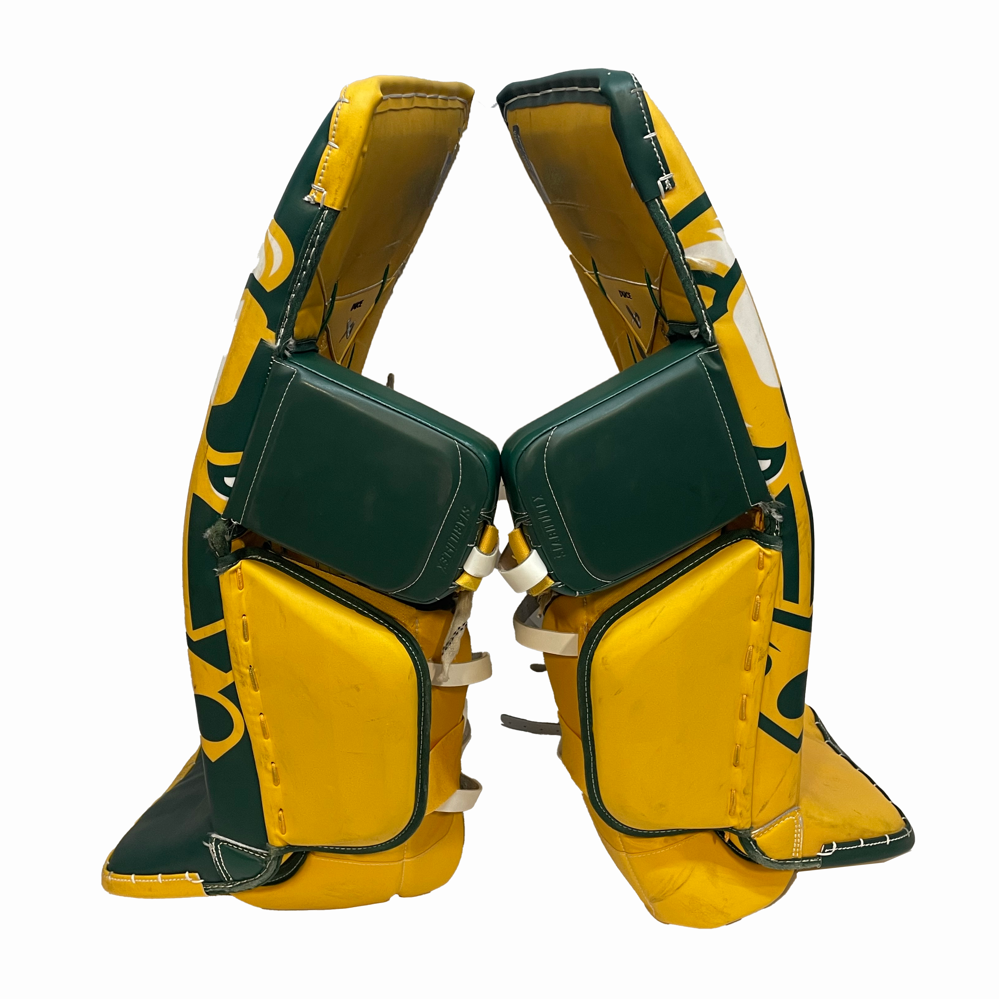 Bauer Vapor Hyperlite 2 - Jambières de gardien Pro d'occasion (vertes/jaunes)